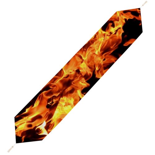 Yanfind Table Runner Blaze Dark Campfire Blazing Burn Fire Firewood Flammable Burning Warm Bonfire Outdoors Everyday Dining Wedding Party Holiday Home Decor