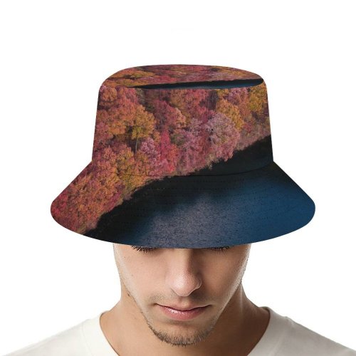 yanfind Adult Fisherman's Hat Aaron Burden Colorful Forest Trees Aerial Lake River Scenic Fishing Fisherman Cap Travel Beach Sun protection