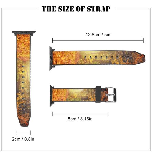 yanfind Watch Strap for Apple Watch Johannes Plenio Forest Road Maple Trees Autumn Fall Light Compatible with iWatch Series 5 4 3 2 1