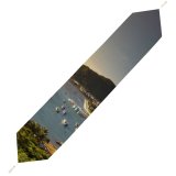 Yanfind Table Runner Boats Coast Skies Coastline Clouds Sunlight Sunset Daylight Mountains Daytime Oceanside Hills Everyday Dining Wedding Party Holiday Home Decor