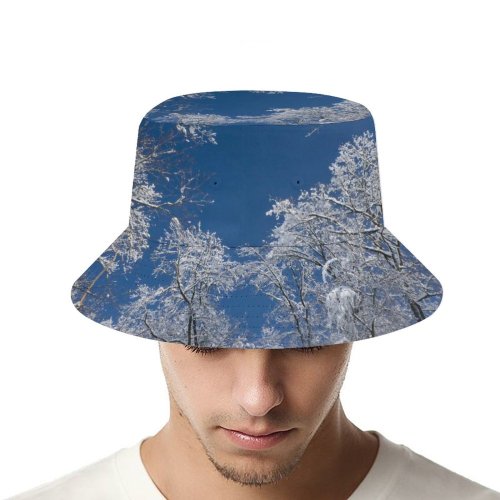 yanfind Adult Fisherman's Hat Winter Frozen Snowy Sky Swiss Winter Heights Branches Woody Below Sky Ice Fishing Fisherman Cap Travel Beach Sun protection