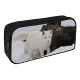 yanfind Pencil Case YHO  Winter Dog Forest Wild Wolf Fox Snow Wildlife Fur Arctic Outdoors Zipper Pens Pouch Bag for Student Office School