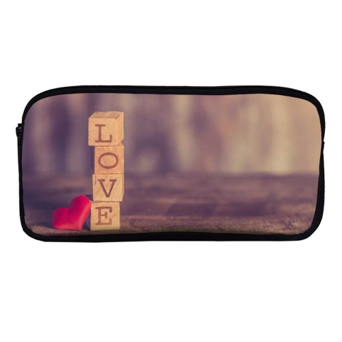 yanfind Pencil Case YHO Ylanite Koppens Love Heart Wooden Blocks Letters Creative Zipper Pens Pouch Bag for Student Office School