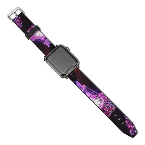 yanfind Watch Strap for Apple Watch Timo  Supertree  Lighting Purple Colorful Lights Garden Night Singapore Compatible with iWatch Series 5 4 3 2 1