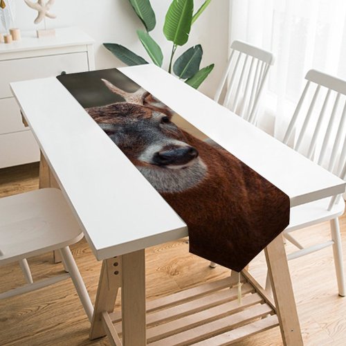Yanfind Table Runner Reindeer Trophy Deer Stag Fall Velvet Buck Virginia Rut Grass Rack Fur Everyday Dining Wedding Party Holiday Home Decor