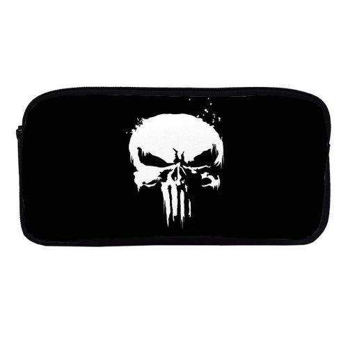 yanfind Pencil Case YHO TheGoldenBox Dark Minimal Punisher Marvel Comics Skull Zipper Pens Pouch Bag for Student Office School