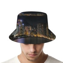 yanfind Adult Fisherman's Hat Hong Kong City Cityscape Architecture Skyscrapers Nightlife Ferris Wheel Lights River Reflection Fishing Fisherman Cap Travel Beach Sun protection