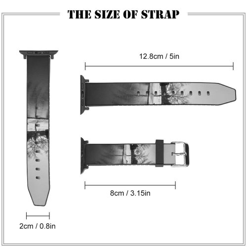 yanfind Watch Strap for Apple Watch Trees Lake Snow Winter Coldness Season Outdoor Scenery Landscape Frost Frosty Grey Compatible with iWatch Series 5 4 3 2 1