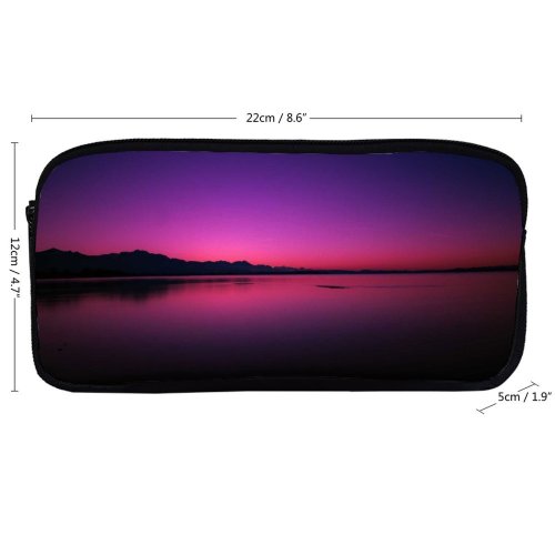yanfind Pencil Case YHO Travis Blessing Sunset Lake Dusk Purple Sky Reflection Dawn Dark Backlit Zipper Pens Pouch Bag for Student Office School