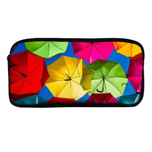 yanfind Pencil Case YHO Romain Guy Umbrellas Street Festival Colorful Sky Rainbow Zipper Pens Pouch Bag for Student Office School