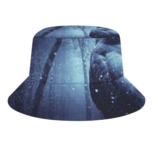 yanfind Adult Fisherman's Hat Owl Forest Winter Dark Night Eyes Scary Snowfall Fishing Fisherman Cap Travel Beach Sun protection
