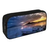 yanfind Pencil Case YHO Boats Dawn Boat Evening Sunrise Ocean Sea Wooden Dusk Lake Reflection Sunset Zipper Pens Pouch Bag for Student Office School