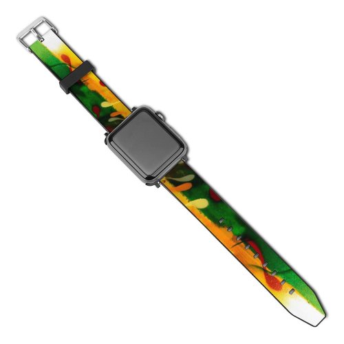 yanfind Watch Strap for Apple Watch Textures Art Grafitty Flowers  Leaf Flower Colorfulness Plant Tulip Compatible with iWatch Series 5 4 3 2 1