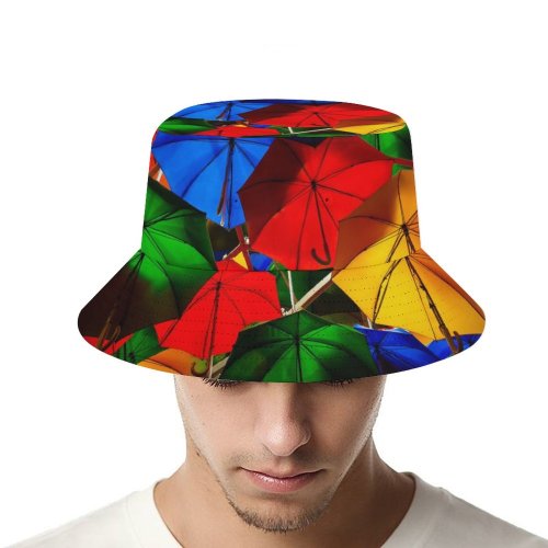 yanfind Adult Fisherman's Hat Otto Berkeley Umbrellas Colorful Multicolor Artistique Overhead Vibrant Fishing Fisherman Cap Travel Beach Sun protection