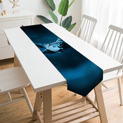 Yanfind Table Runner Comfreak Black Dark Owl Dark Moonlight Forest Bokeh Flying Everyday Dining Wedding Party Holiday Home Decor