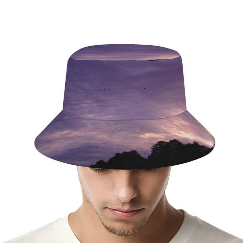 yanfind Adult Fisherman's Hat Violet Cloud Afterglow Sky Trees River Purple Sundown Horizon Dark Atmosphere Autumn Fishing Fisherman Cap Travel Beach Sun protection