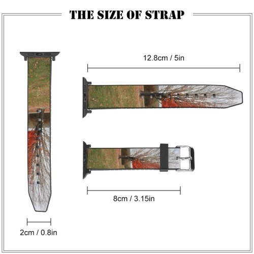 yanfind Watch Strap for Apple Watch Tree Half Strange Odd Different Halfway Halves Leaves Golden Fall Fallen Autumn Compatible with iWatch Series 5 4 3 2 1