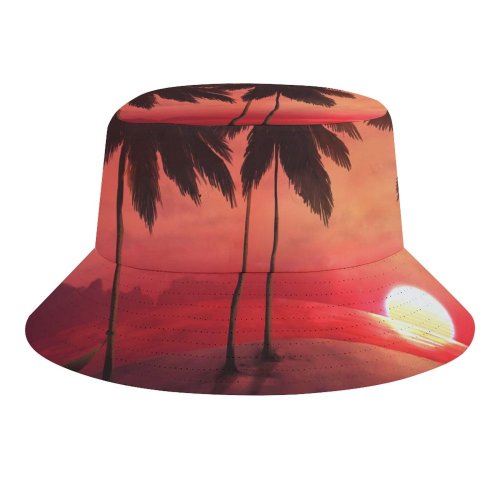 yanfind Adult Fisherman's Hat Sunset Tropical Trees Silhouette Dawn Warm Fishing Fisherman Cap Travel Beach Sun protection