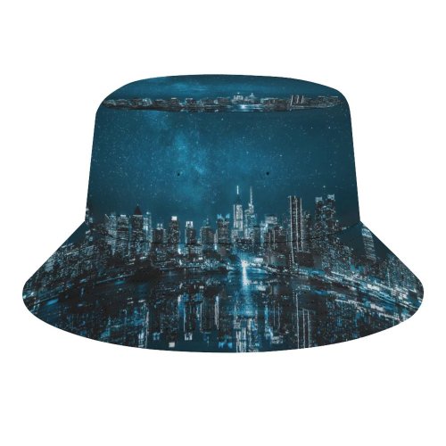 yanfind Adult Fisherman's Hat Sanaan Mazhar York City Cityscape Night City Lights Reflections Fishing Fisherman Cap Travel Beach Sun protection