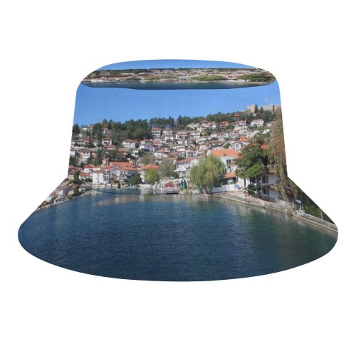 yanfind Adult Fisherman's Hat Town Building Old Retro Century Sky Beautiful Azure Makedonija Ohrid Coast Sky Fishing Fisherman Cap Travel Beach Sun protection