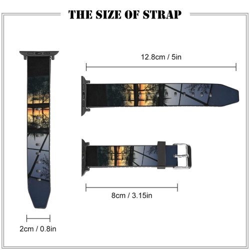 yanfind Watch Strap for Apple Watch Sunset Panama City East Bay Reflections Sky Reflection Afterglow Tree Evening Morning Compatible with iWatch Series 5 4 3 2 1