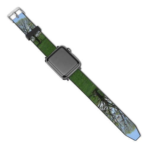 yanfind Watch Strap for Apple Watch Tree Field Farm Country Sky Lonely Natural Landscape Grassland Pasture Grass Meadow Compatible with iWatch Series 5 4 3 2 1