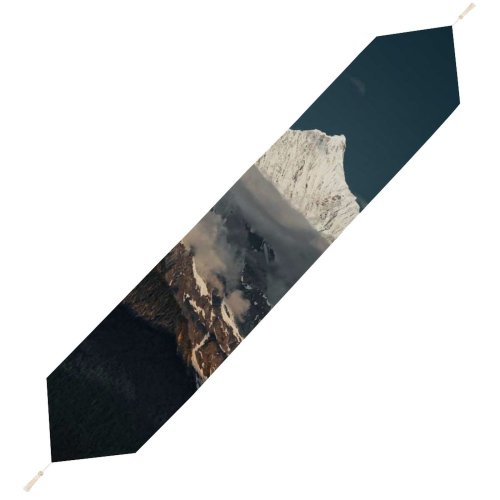 Yanfind Table Runner Scenery  Range Glacier Slope Mountain Snow Free Ice Stock Outdoors Everyday Dining Wedding Party Holiday Home Decor