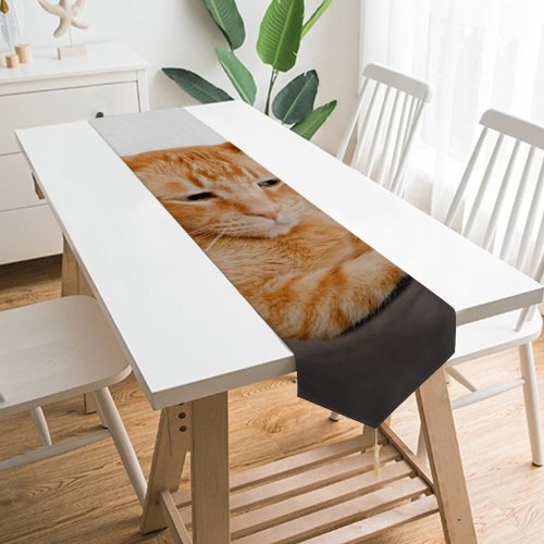Yanfind Table Runner Funny Curiosity Sit Cute Little Young Eye Portrait Kitten Pet Whisker Downy Everyday Dining Wedding Party Holiday Home Decor