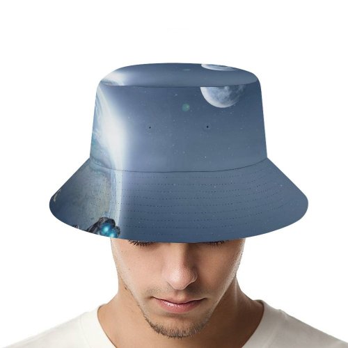 yanfind Adult Fisherman's Hat Space Spaceship Earth Moon Planets Stars Fishing Fisherman Cap Travel Beach Sun protection