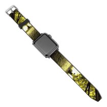 yanfind Watch Strap for Apple Watch Tree Grass Forest Leaves Park Sunlight Bark Plant Natural Landscape Branch Sky Compatible with iWatch Series 5 4 3 2 1
