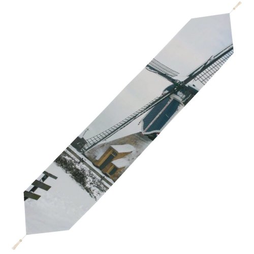Yanfind Table Runner Building Mill Landscape Mill Sky Architecture Turbine Snow Winter Holland Windmill Wind Everyday Dining Wedding Party Holiday Home Decor