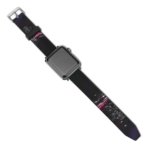 yanfind Watch Strap for Apple Watch Matteo Catanese Black Dark York City Manhattan Traffic Lights Light Trails Night Compatible with iWatch Series 5 4 3 2 1
