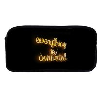 yanfind Pencil Case YHO Daria Shevtsova Black Dark Quotes Everything Is Connected Neon Zipper Pens Pouch Bag for Student Office School
