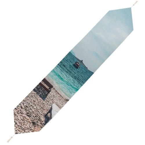 Yanfind Table Runner Beautiful Sand Vacation Landscape Daylight Travel Leisure Waves Island Paradise Beach Turquoise Everyday Dining Wedding Party Holiday Home Decor