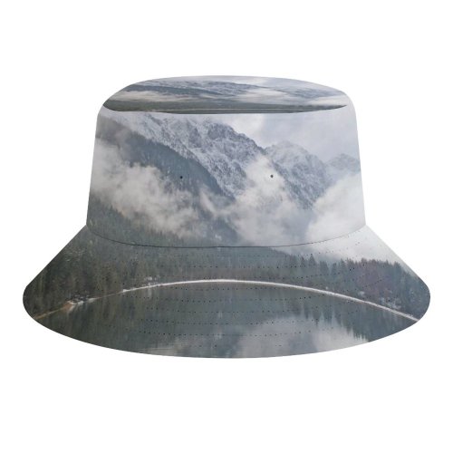 yanfind Adult Fisherman's Hat Winter Highland Freeze Lake Atmospheric Sound Cloudiness Wilderness Mirror Mountain Sky Reflection Fishing Fisherman Cap Travel Beach Sun protection
