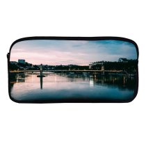 yanfind Pencil Case YHO Boats City Canal Clouds Sunset Evening Pier Travel  Buildings River Transportation Zipper Pens Pouch Bag for Student Office School