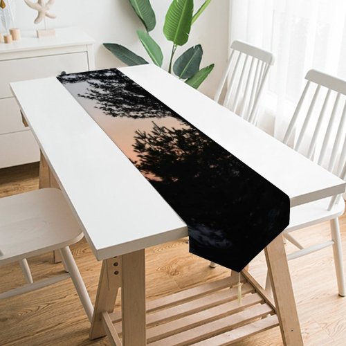 Yanfind Table Runner Abies Silhouette Evening Tree Treetop Pine Plant Fir Sunset Free Dusk Everyday Dining Wedding Party Holiday Home Decor