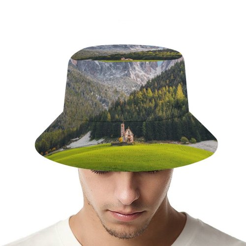 yanfind Adult Fisherman's Hat Daniel Seßler Church St Johann Villnoss Italy Alps Dolomites Mountain Range Snow Fishing Fisherman Cap Travel Beach Sun protection