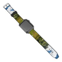 yanfind Watch Strap for Apple Watch Rural Building Countryside Plant Domain Farm Pictures Grassland Cloud Outdoors Austria Compatible with iWatch Series 5 4 3 2 1