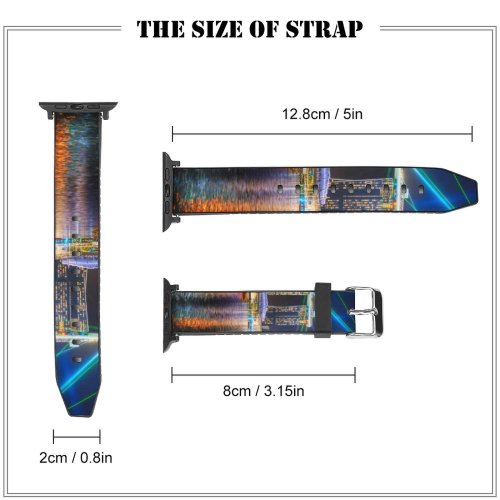 yanfind Watch Strap for Apple Watch Trey Ratcliff Marina Bay Sands Light Show Singapore Laser Lights Colorful River Compatible with iWatch Series 5 4 3 2 1