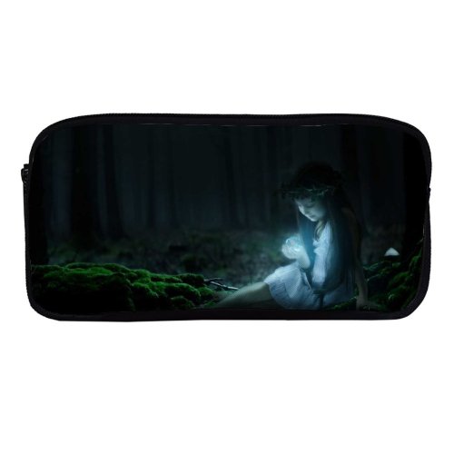 yanfind Pencil Case YHO Travis Schluter Fantasy Cute Girl Enchanted Forest Magical Surreal Glowing Smiling Fairy Zipper Pens Pouch Bag for Student Office School
