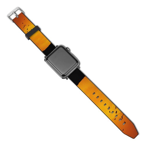 yanfind Watch Strap for Apple Watch Love Couple Silhouette Sky Tree Birds Sunset Romantic Landscape Compatible with iWatch Series 5 4 3 2 1