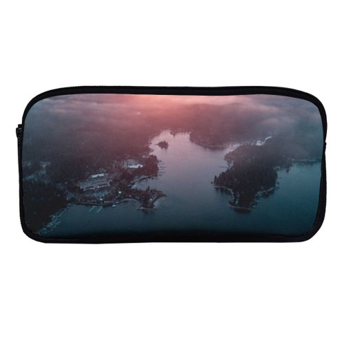yanfind Pencil Case YHO Images Fog Mist River Aerial Quiet Wallpapers Lake  Tree Free States Zipper Pens Pouch Bag for Student Office School