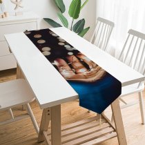 Yanfind Table Runner Blur Focus Dark Time Skin Lights Photoshoot String Defocused Fashion Bokeh Pose Everyday Dining Wedding Party Holiday Home Decor