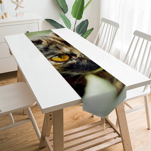 Yanfind Table Runner Young Kitty Outdoors Felidae Kitten Tabby Whiskers Wildlife Field Focus Little Blur Everyday Dining Wedding Party Holiday Home Decor