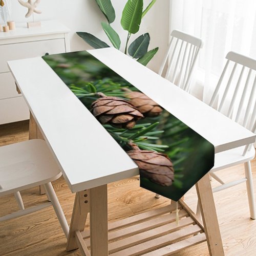 Yanfind Table Runner Abies Tree Pine Cone Plant Fir Larch Free Fall Yew Insect Everyday Dining Wedding Party Holiday Home Decor