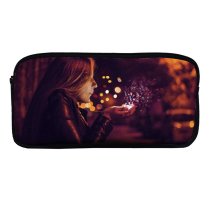 yanfind Pencil Case YHO Images Autumn Night Glitter Illuminated Public Wallpapers Fire Supernatural Mystical Dark Sparkle Zipper Pens Pouch Bag for Student Office School