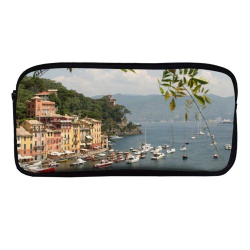 yanfind Pencil Case YHO Money Town Harbor Transportation Waterway Fashion Vips Coast Marina Tree Boat Sea Zipper Pens Pouch Bag for Student Office School