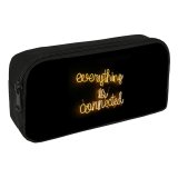 yanfind Pencil Case YHO Daria Shevtsova Black Dark Quotes Everything Is Connected Neon Zipper Pens Pouch Bag for Student Office School
