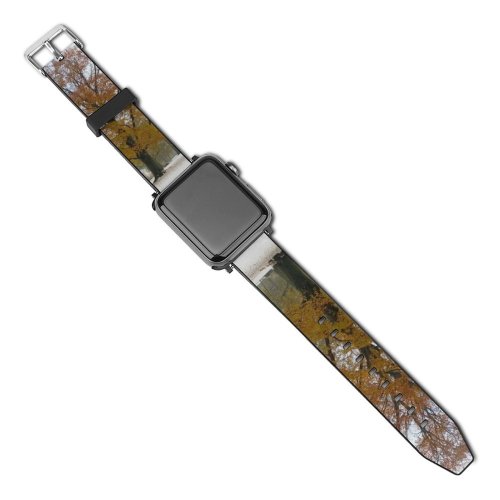 yanfind Watch Strap for Apple Watch Winter Alone Winter Natural Woody Colourful Leaves Colours Landscape Plant Snow Leaf Compatible with iWatch Series 5 4 3 2 1